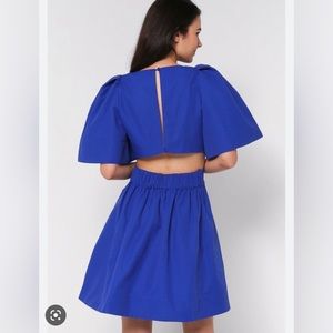 NWT Banana Republic Open Back Mini Dress - 2 Tall - BR/83662301 Voltage Blue
